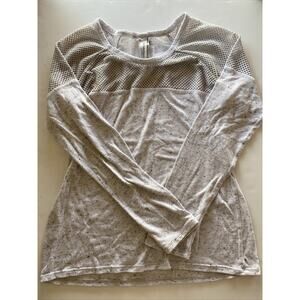 uniquely Lorna jane Womens Large long sleeve Polyester mesh Grey Shirt